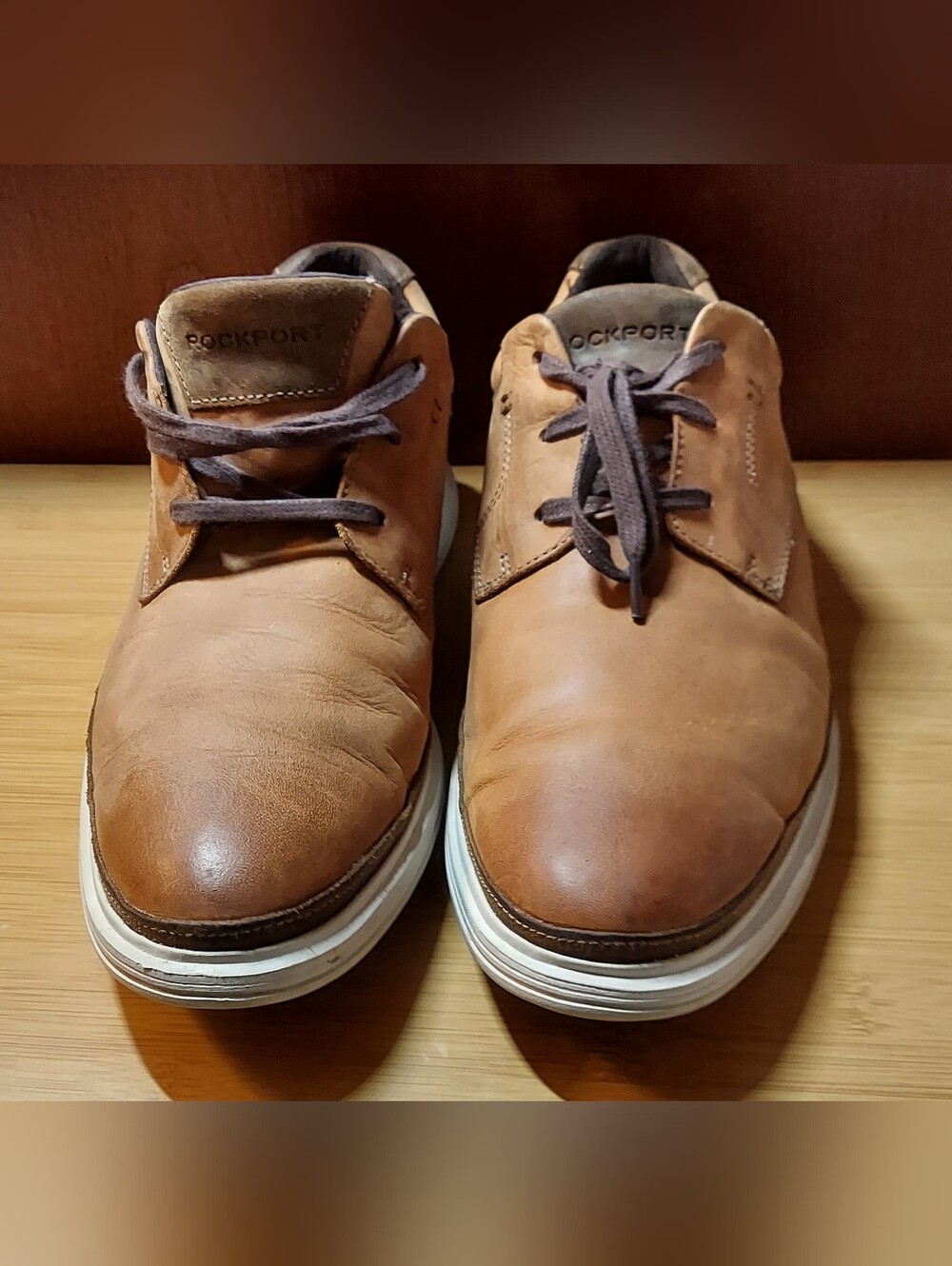ROCKPORT 100125 MEN'S BRITISH TAN LEATHER PLAIN TOE COMFORT OXFORDS SIZE 11.5